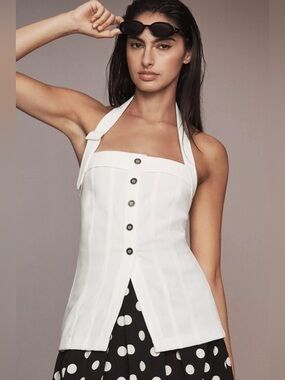 NWT Anthropologie Dolan Left Coast Square-Neck Knit Vest, White, Size L